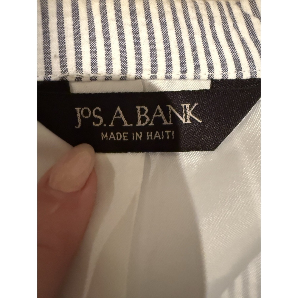 Jos A Bank Classic‎ Seersucker Blue White Pinstriped Cotton Suit 2 Pc Men's 46L - Picture 5 of 16